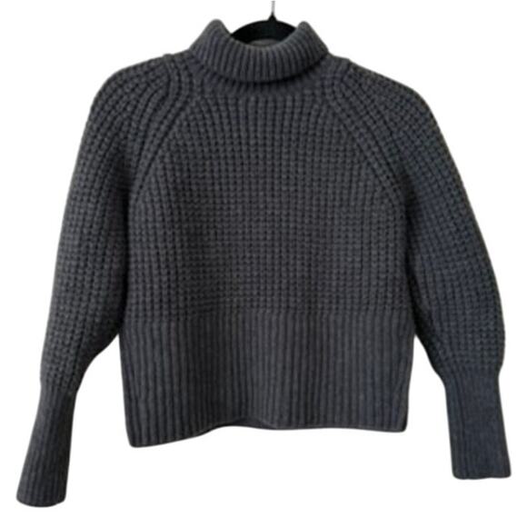 Everlane Gray 100% Merino Wool Knit Turtleneck Pullover Sweater w/Side Slits-S - Picture 1 of 6